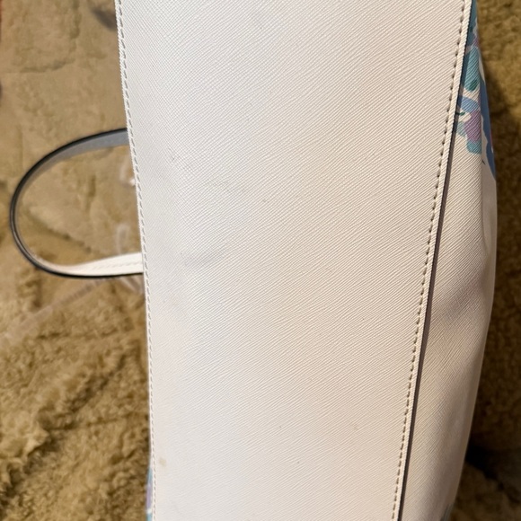 Calvin Klein Shoulder Cream Floral Tote Bag Tassel tag - Picture 8 of 11